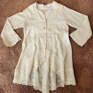 Linen tunic top great for  Western/Rodeo/Boho/Wedding/Beach/Boutique/Sz Med NWT